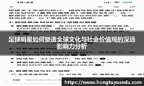 足球明星如何塑造全球文化与社会价值观的深远影响力分析